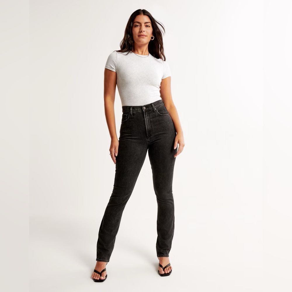 Abercrombie & Fitch SIZE 36 22 The 90s Slim Straight Ultra High Rise jeans black